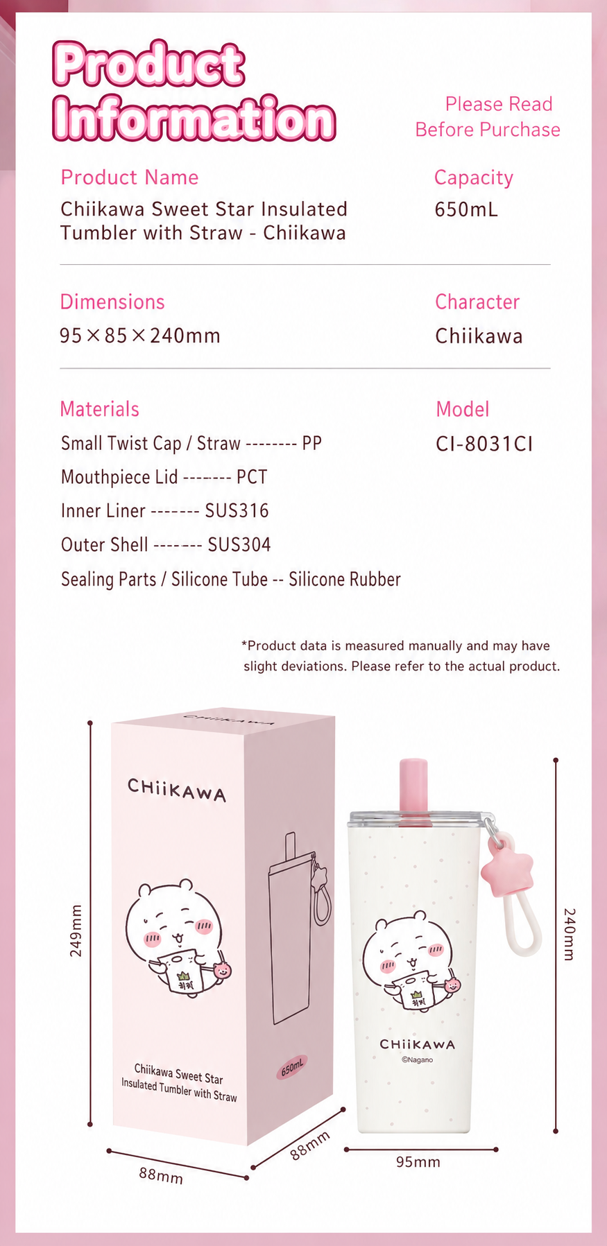 Chiikawa | Sweet Star Straw Insulated Tumbler